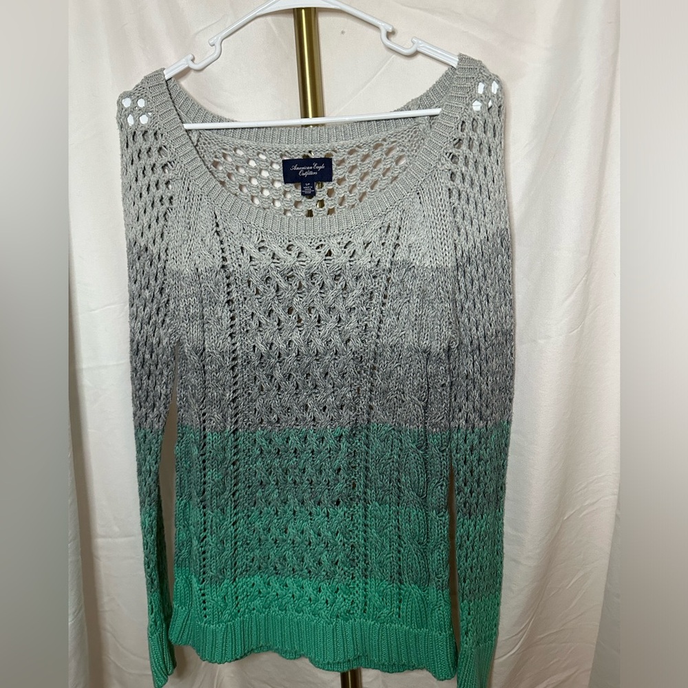 American Eagle Ombré Open Knit Sweater Size S